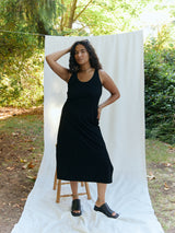 Free Label black reversible sheath dress with tie