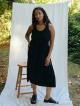Free Label black reversible sheath dress with tie