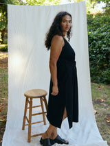 Free Label black reversible sheath dress with tie