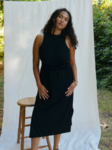Free Label black reversible sheath dress with tie