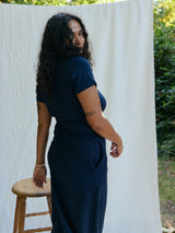 Free Label navy jenie tee, slim fit natural fiber shirt