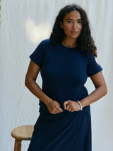 Free Label navy jenie tee, slim fit natural fiber shirt