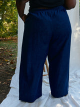 Hemp organic cotton Blue denim wide leg pants, made in canada, plus size