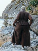 Free Label brown woods linen rai crop, plus size linen crop pant