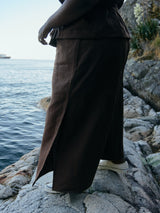 Free Label brown woods linen rai crop, plus size linen crop pant