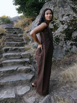 Free Label Woods Frieda jumpsuit, brown linen overall