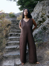 Free Label Woods Frieda jumpsuit, brown linen overall