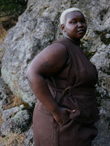 Free Label Dark Brown Woods linen wrap tank top