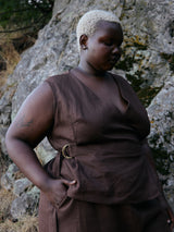 Free Label Dark Brown Woods linen wrap tank top