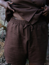 Free Label Brown Woods linen shorts with drawstring plus size