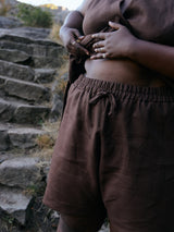 Free Label Brown Woods linen shorts with drawstring plus size