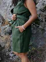 Free Label Canadian made green linen shorts with drawstring and pockets