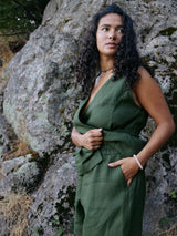 Free Label Canadian made green linen shorts with drawstring and pockets