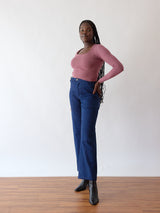 Pink Squareneck Top - Long Sleeve - Sustainable Fabric - Size Small