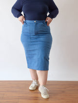 Size Inclusive Clothing - Made in Canada - BIPOC - High Waisted Denim Skirt - Stretch 