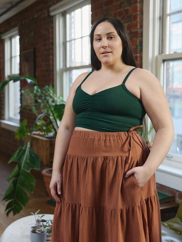 Free Label Tegan Skirt - Side Drawstrings - Long Skirt - Organic Cotton Gauze