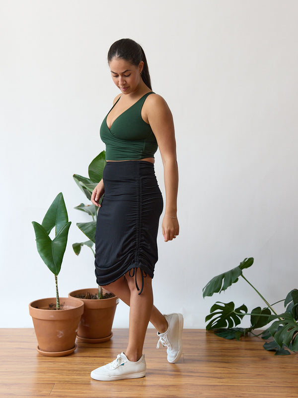 Free Label Vanna Skirt - Adjustable length - Skirt with ruching on the side - High waisted skirt - Skirt with pocket