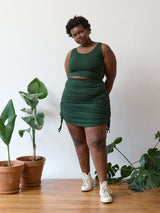 Midi Length Skirt - Adjustable Length Skirt - Ruching on sides - Bamboo Skirt - Ethical Fashion 
