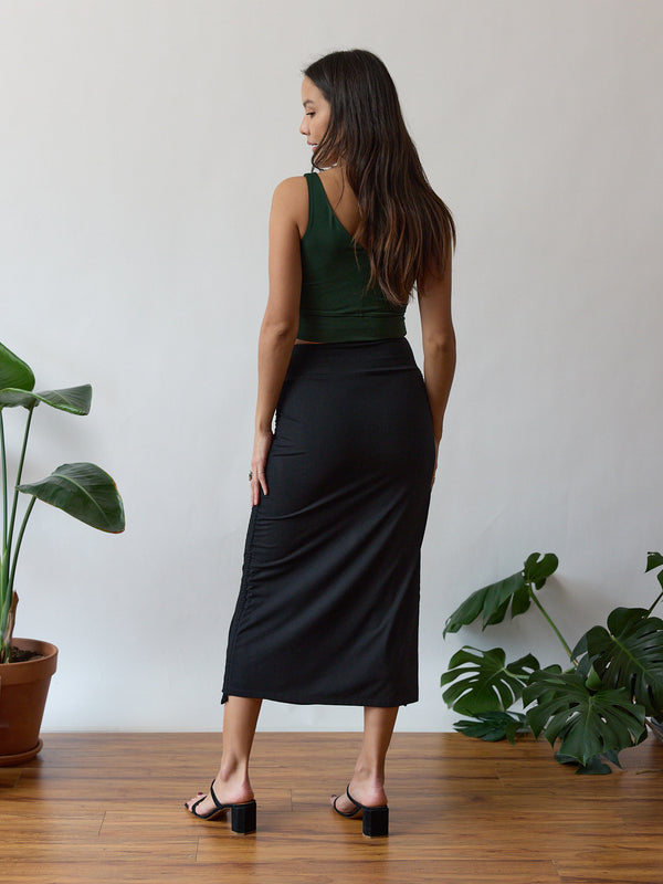 Free Label Vanna Skirt - Adjustable length - Skirt with ruching on the side - High waisted skirt - Skirt with pocket
