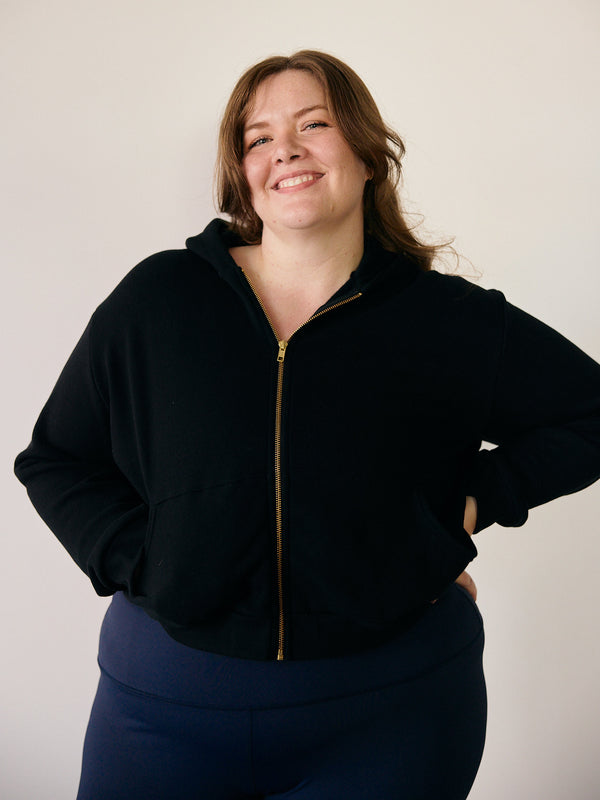 BLACK AUBREY ZIP HOODIE