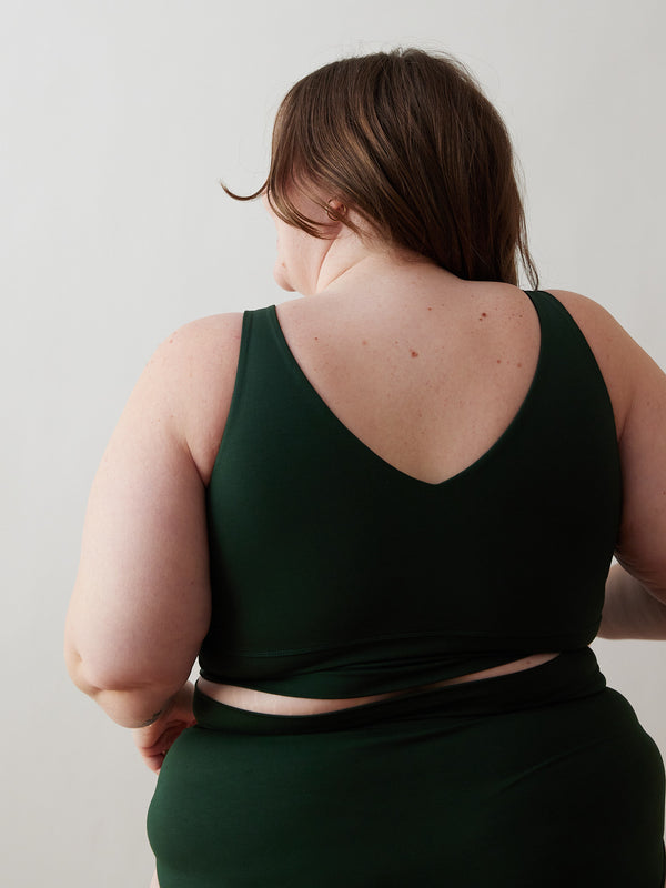 Reversable green bra top, full coverage with compression