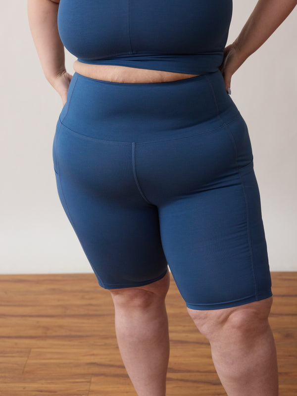Alicia McCarvell collaboration Alicia Short with sustainable Canadian fashion brand Free Label. Made in Canada in Soft Sully Blue.