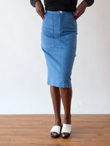 Ethical Denim Skirt made in Canada - Slow Fashion - Sustainable Fashion - Free Label - Vancouver, BC 