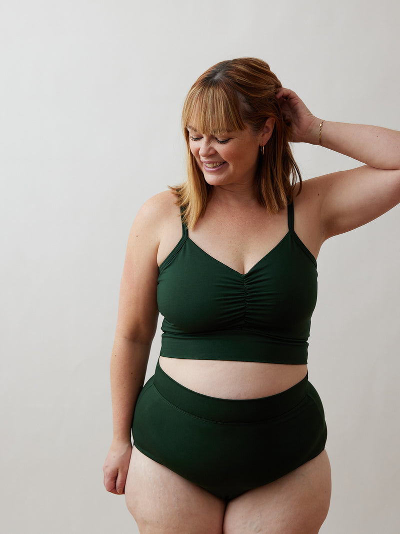 Bamboo Basil green bra with adjustable straps