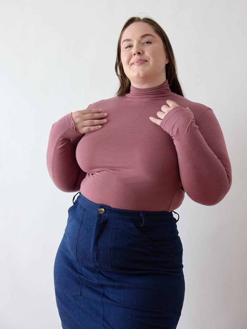 Turtleneck Longsleeve Top - Pink - Ethical Manufacturing - Made in Canada