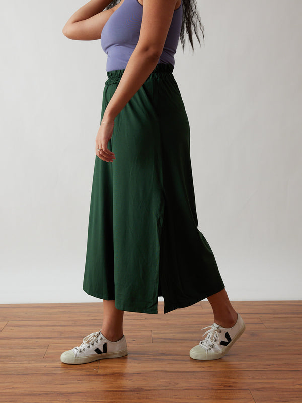 Basil Green Pants with side slit