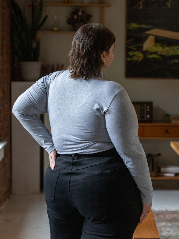 canadian made mock neck long sleeve melange grey plus size