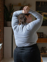 canadian made mock neck long sleeve melange grey plus size