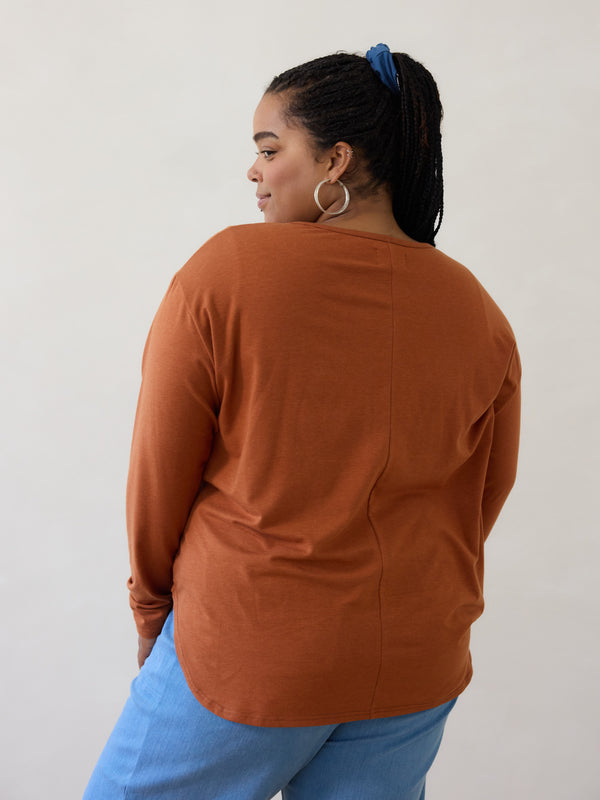 Duggan Long Sleeve - Free Label ethically made lyocell slouchy long sleeve tee size inclusive