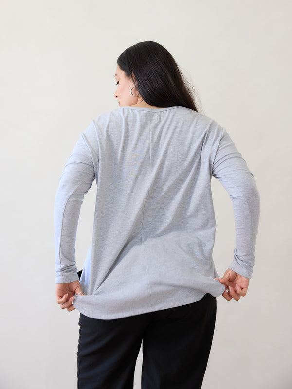 Grey Duggan Long Sleeve Free Label ethically made maternity friendly shirt nursing friendly