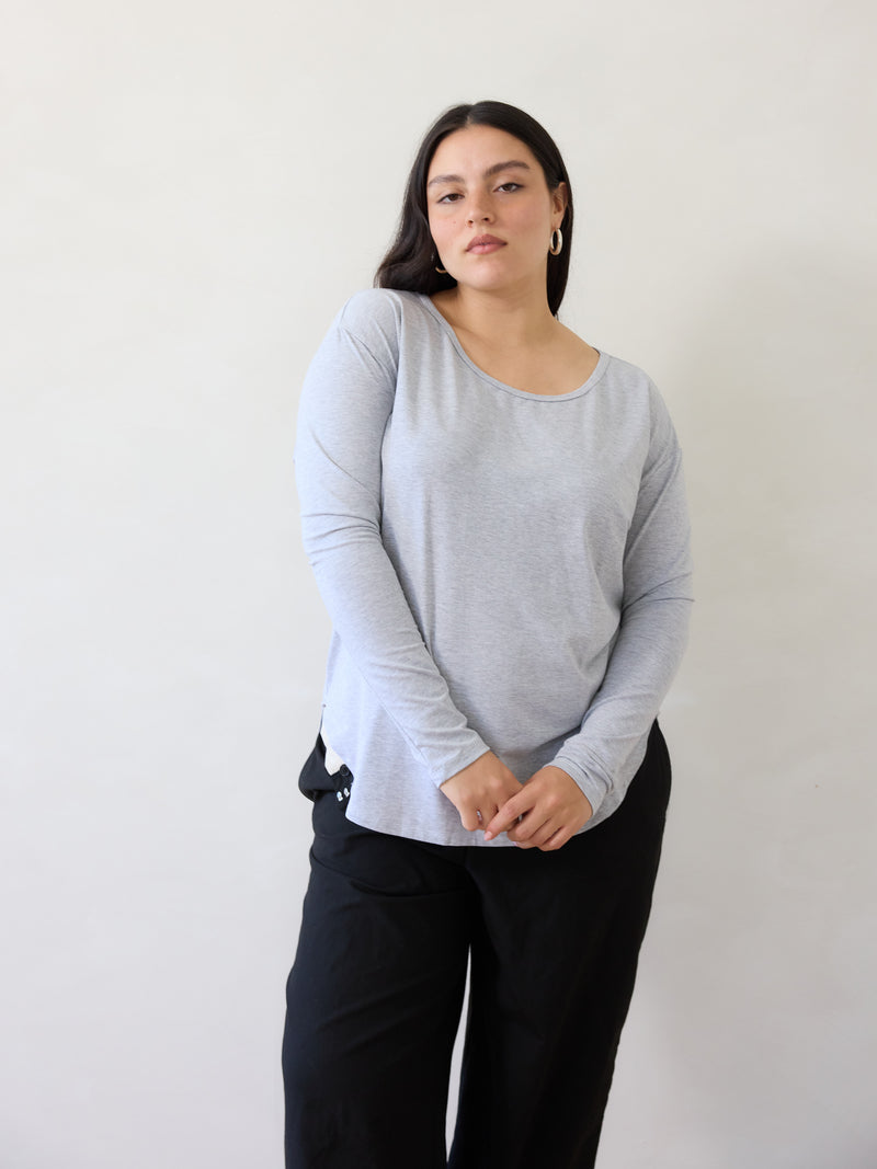 Grey Duggan Long Sleeve Free Label ethically made maternity friendly shirt nursing friendly