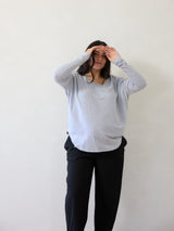 Grey Duggan Long Sleeve Free Label ethically made maternity friendly shirt nursing friendly