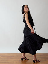 Long Black Cotton Gauze Skirt - Summer Skirt - Skirt with pockets - Ethical Fashion - Sustainable Fabric
