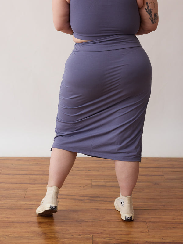 plus size ruch bamboo skirt sustainably made