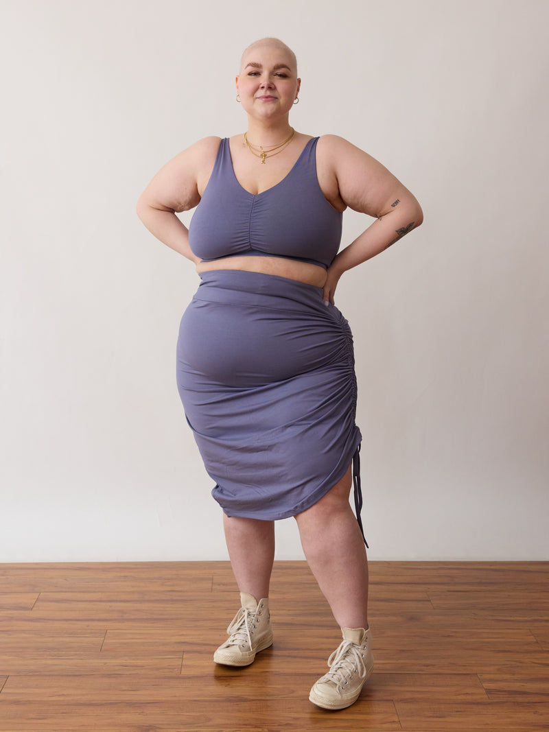 plus size ruch bamboo skirt sustainably made