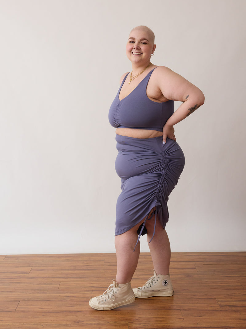 plus size ruch bamboo skirt sustainably made