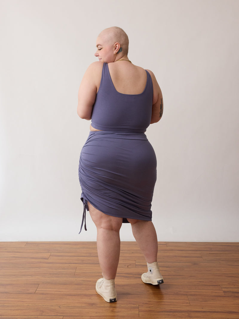 plus size ruch bamboo skirt sustainably made