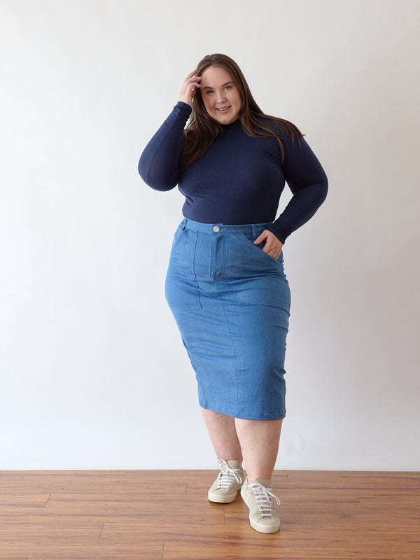 Turtleneck - Navy - Lyocell Top - Made in Vancouver - Slow Fashion