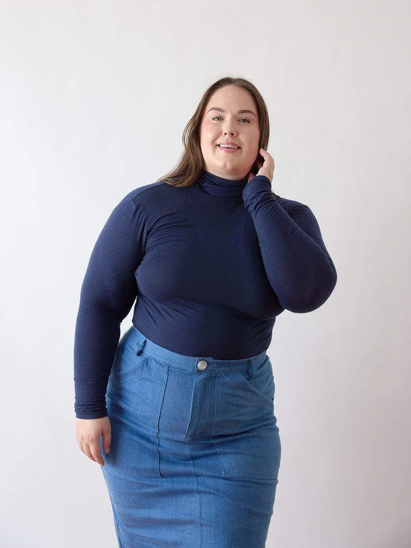 Turtleneck - Navy - Lyocell Top - Made in Vancouver - Slow Fashion