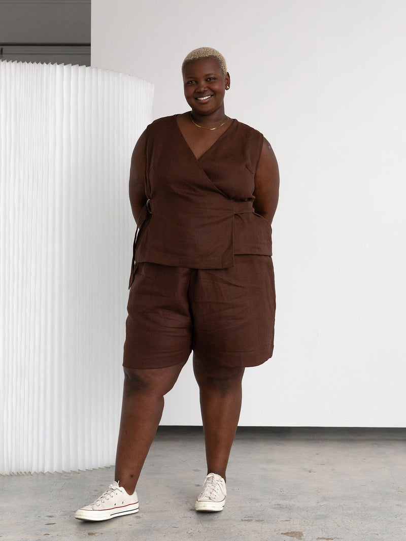WOODS LINEN LOIS TOP