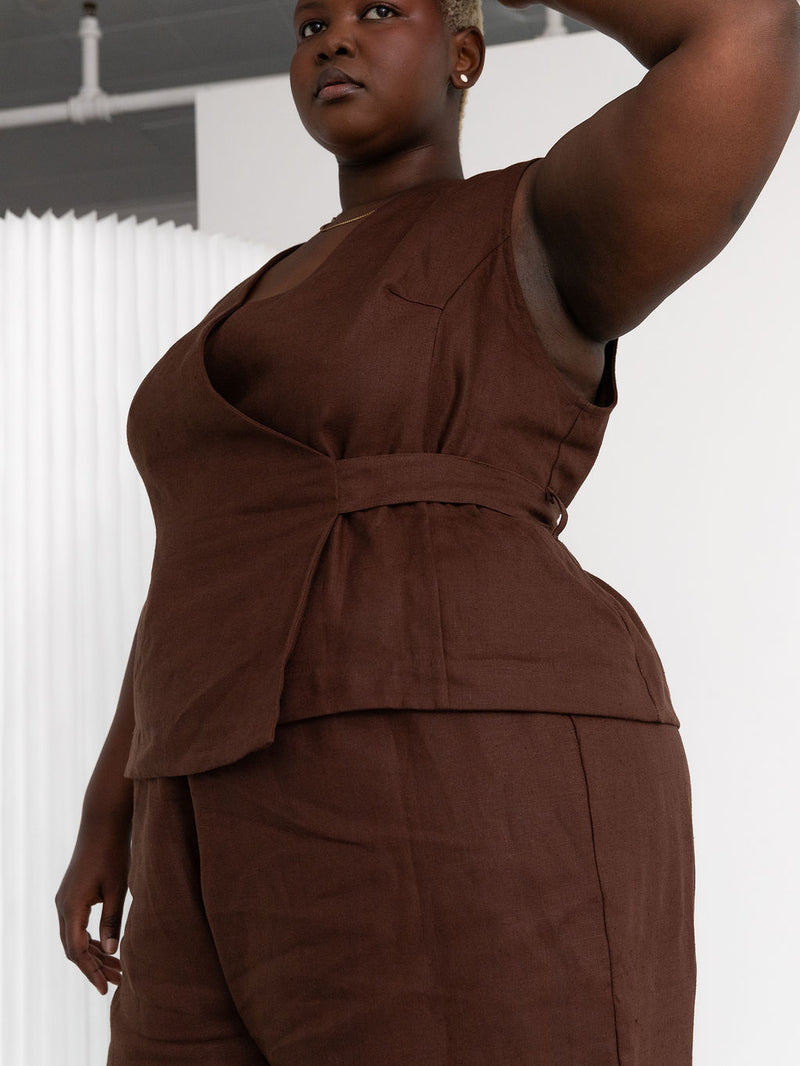 WOODS LINEN LOIS TOP