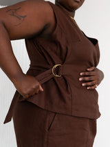 Free Label Dark Brown Woods linen wrap tank top
