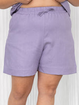 Free Label lilac purple linen shorts with drawstring canadian made