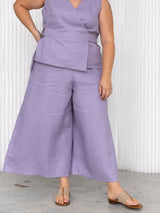 Free Label lilac linen rai crop pant. size inclusive linen crops
