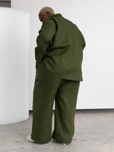 Pine Green Wide leg linen pants plus size