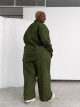 Pine Green Wide leg linen pants plus size